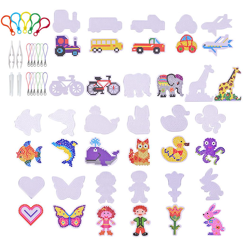 PATPAT 20Pcs Fuse Beads Pegboards Cartoon Pegboards Accessories Kit for Fuse Beads Art Cartoon Pegboards Plastic Mixed Shaped DIY Fuse Beads Pegboards for DIY Craft, Keyring Charms, Bag Charms PATPAT 20Pcs Fuse Beads Pegboards Cartoon Pegboards Accessories Kit for Fuse Beads Art Cartoon Pegboards Plastic Mixed Shaped DIY Fuse Beads Pegboards for DIY Craft, Keyring Charms, Bag Charms